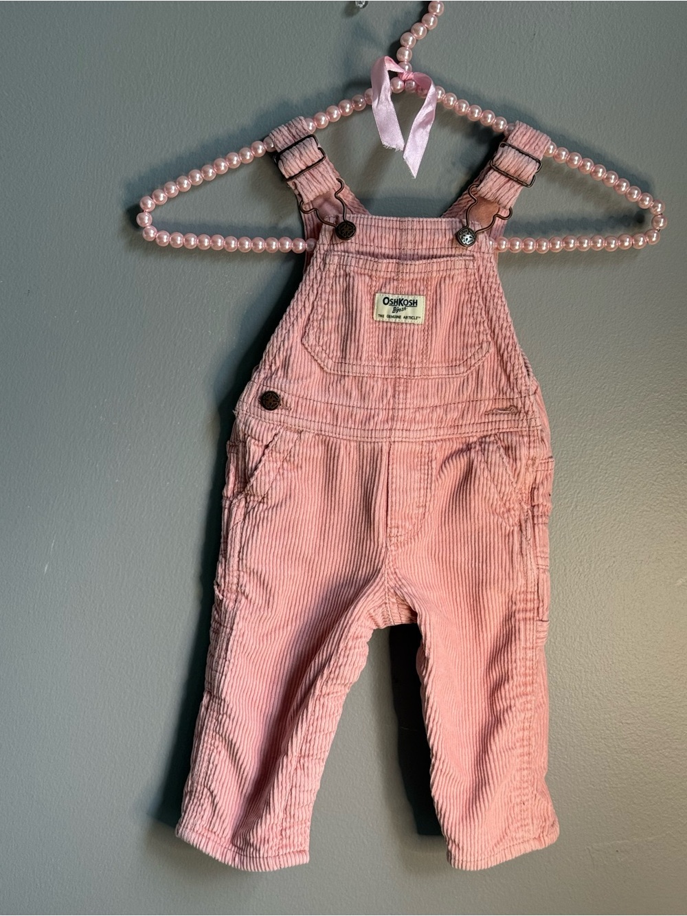 Rare OshKosh Pink Corduroy Classic Overalls - Baby Girl 9 moths